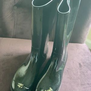 Black high top rain boots